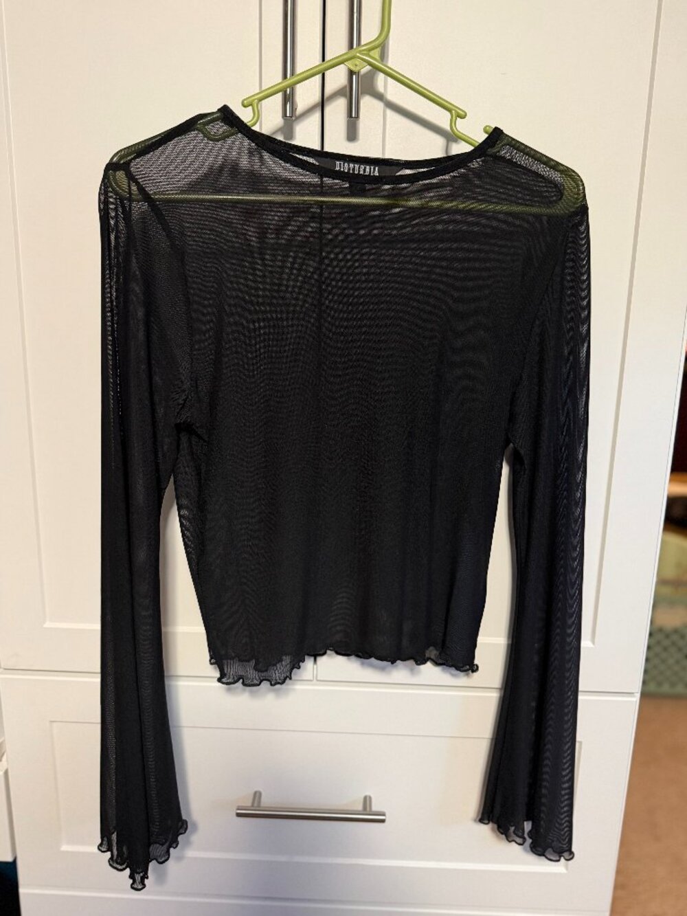 Flavia Mesh Fluted Long Sleeve Top